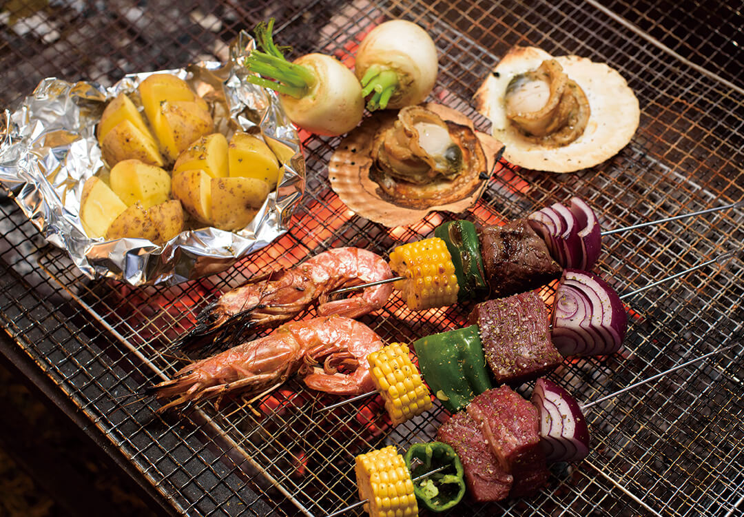 コテージにてＢＢＱ